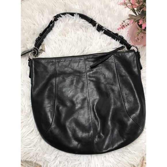 Vintage Authentic Black Classic leather Coach Soho Hippi One Shoulder bag Lg Sz - Picture 8 of 14